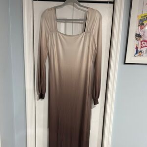 Fashion Nova Cream Bishop Sleeve Gown